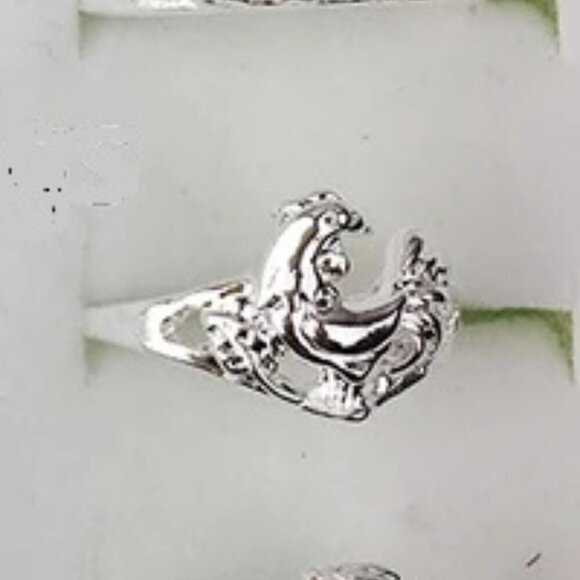 Sterling Silver Rooster Rings - Size 6 - Picture 1 of 7
